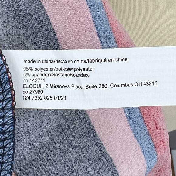 Elouqii Dress Womens 14 Multicolor Striped Keyhole Long Puff Sleeves A Line Midi - Picture 13 of 15